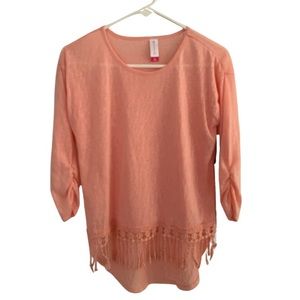 Peach fringe shirt